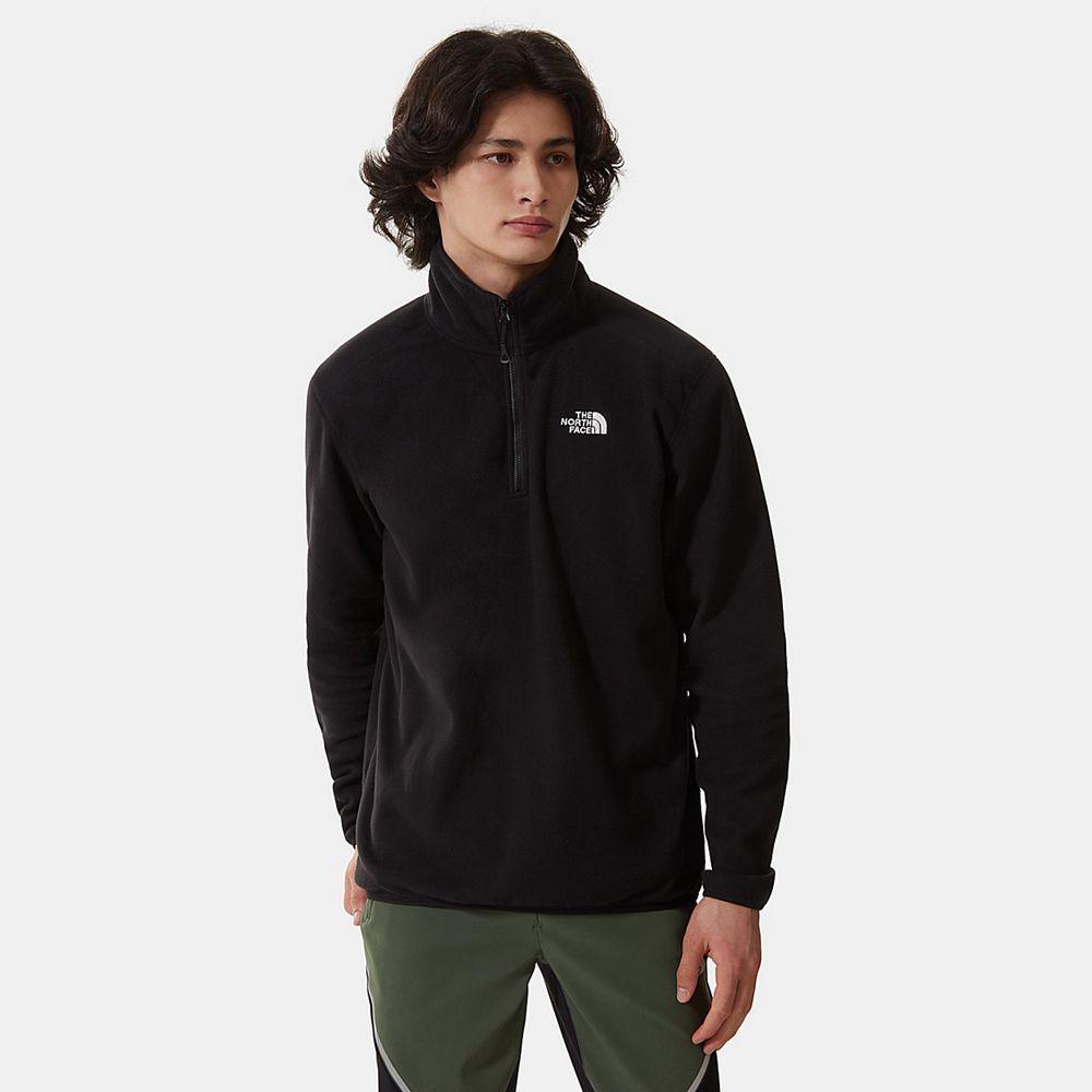 The North Face 100 Glacier Quarter-Zip Ανδρικα Fleece - Μαυρα (RIVL87903)